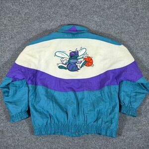 Vintage 90s Apex One NBA Charlotte Hornets Zip Jacket Colorblock Mens Size Large